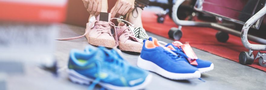 Woman looking shoes in store