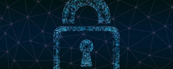 Serrure cybersécurité bleu foncé